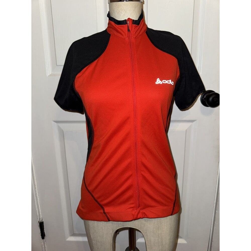 Odlo Women’s Cycle‎ Bicycle Jersey Red Black Size S Small Short Sleeve